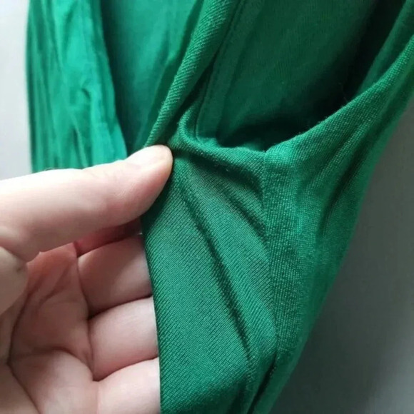 Anthropologie Deletta Emerald Green Wicklow Silk Midi Dress Ruched M - Picture 7 of 10